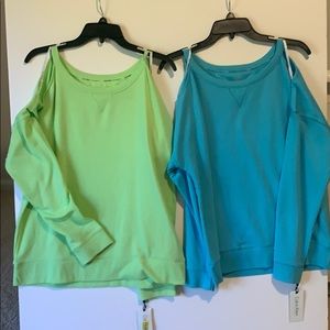 Calvin Kkine performance cold shoulder tops NWT